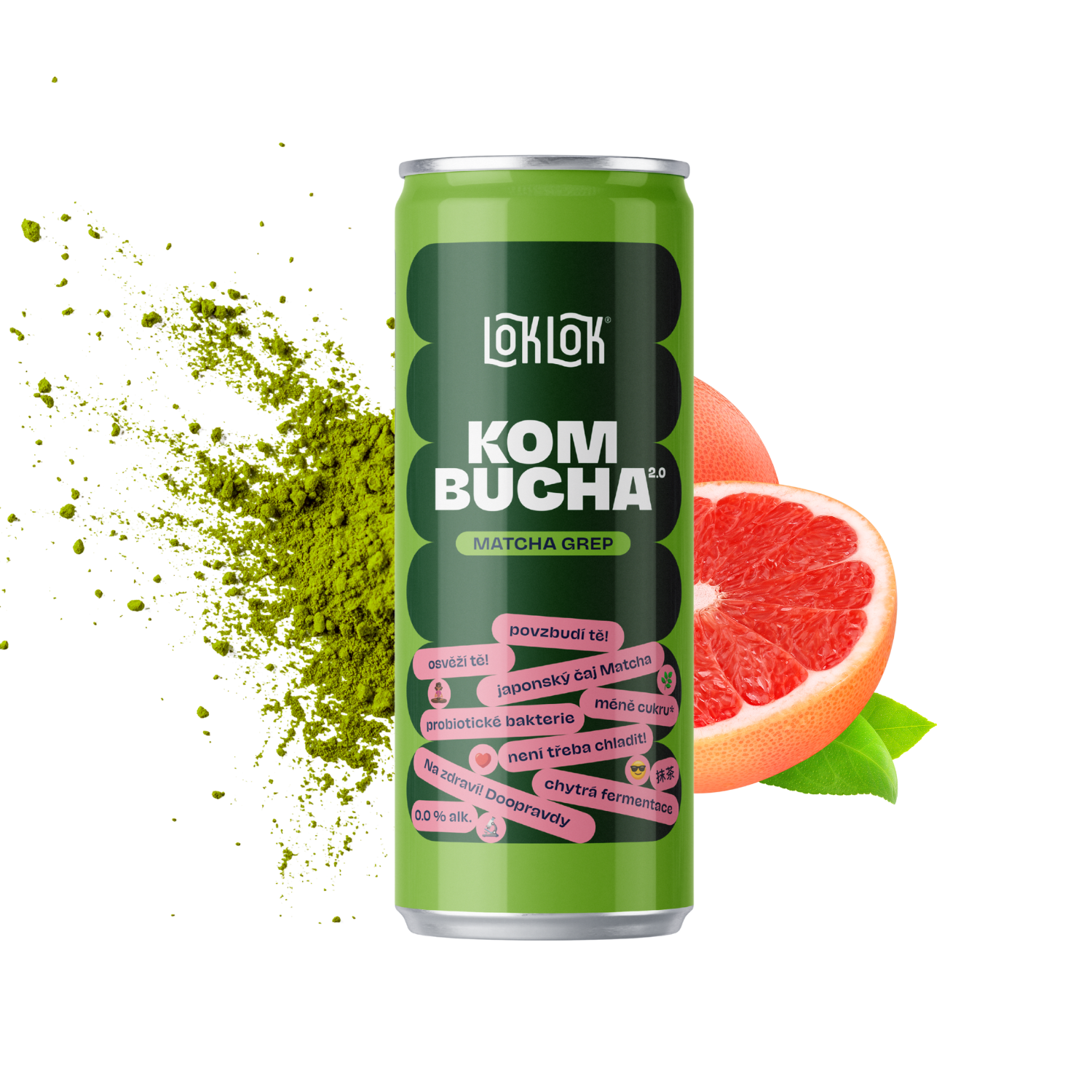 12x Loklok kombucha Matcha Grep 330ml